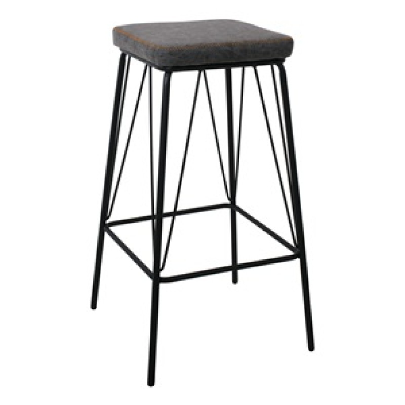 PANTON Σκαμπό BAR, Μέταλλο Βαφή Μαύρο, PU Απόχρωση Vintage Grey PANTON Σκαμπό BAR, Μέταλλο Βαφή Μαύρο, PU Απόχρωση Vintage Grey