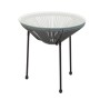 ACAPULCO Τραπεζάκι Μέταλλο Βαφή Μαύρο, Plastic Rattan Γκρι