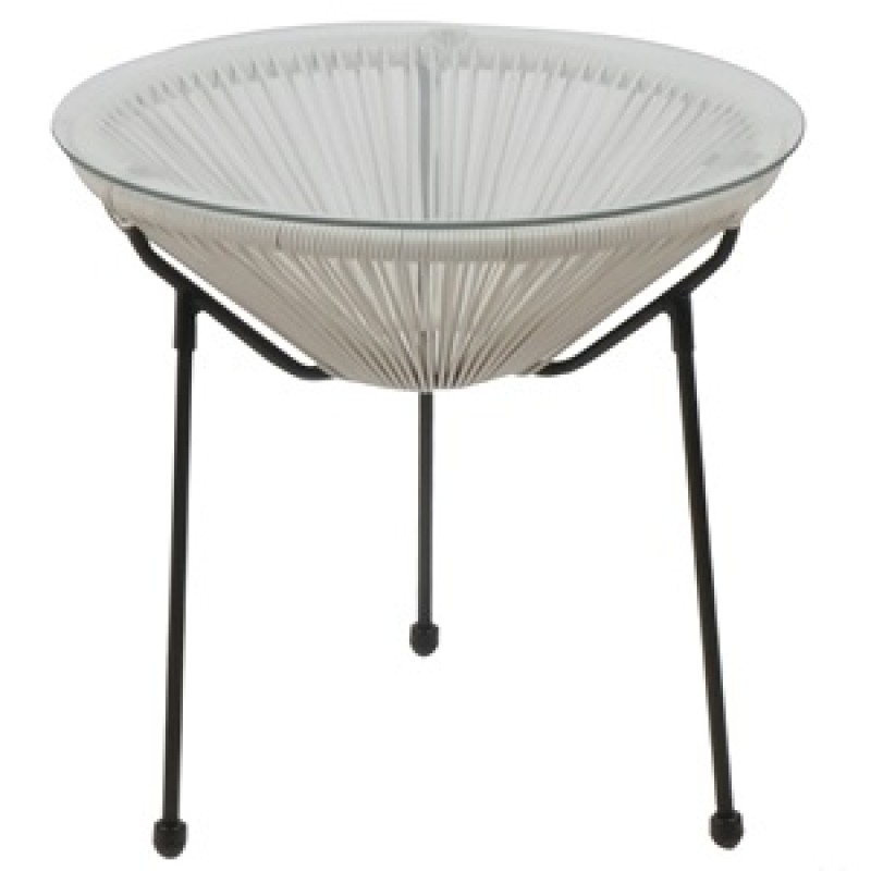 ACAPULCO Τραπεζάκι Μέταλλο Βαφή Μαύρο, Rattan Άσπρο