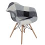 ALEA Wood Πολυθρόνα Ξύλο, PP Ύφασμα Patchwork Black & White