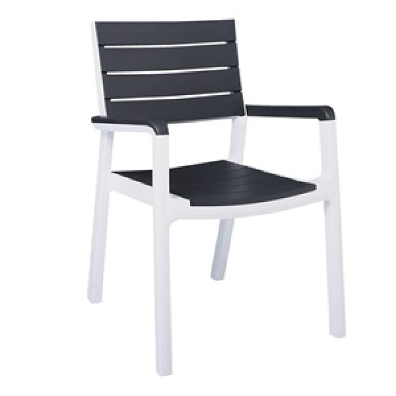 AIGLI Πολυθρόνα Στοιβαζόμενη , PP Άσπρο - Ανθρακί