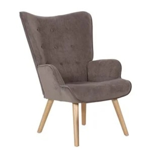 ALMA Πολυθρόνα - Μπερζέρα Σαλονιού - Καθιστικού Φυσικό Ύφασμα Καφέ Velure, K/D