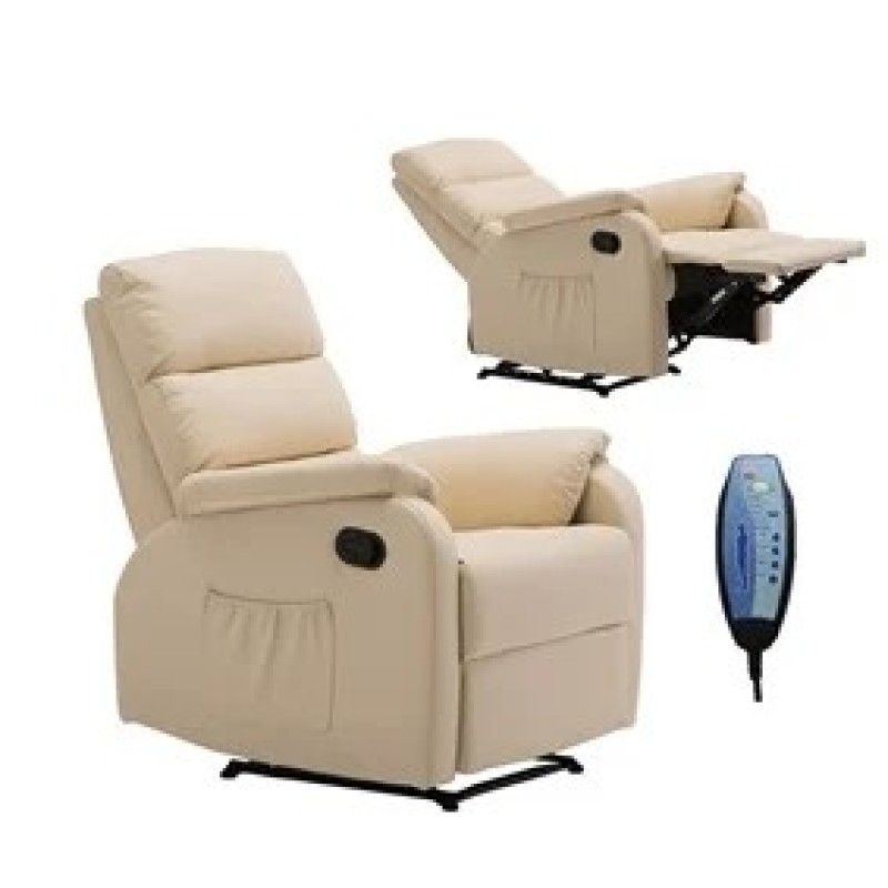 COMFORT Massage Πολυθρόνα Relax, Σαλονιού - Καθιστικού, PU Μπεζ