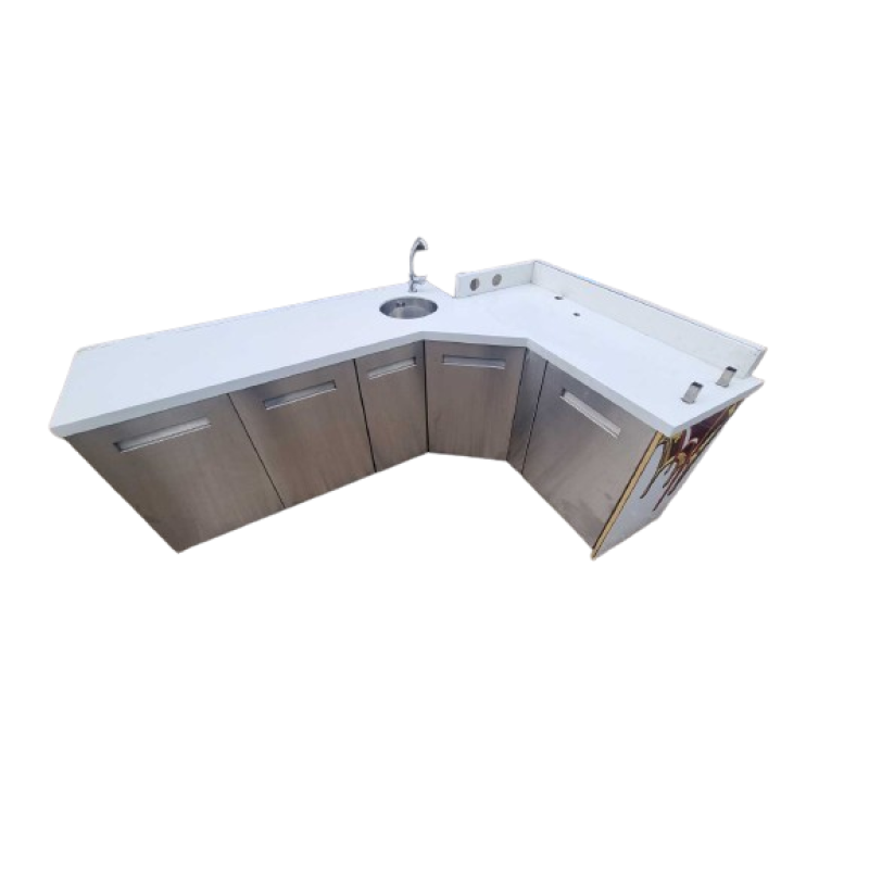 Γωνιακό Ερμάριο Με Λάντζα Inox Με Corian Καπάκι