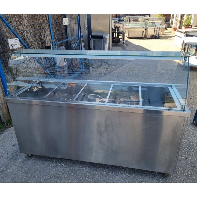 Μπαίν Μαρί Επιδαπέδιο 5 x GN 1/1 με Βιτρίνα και Θερμοθάλαμο 179,5x70x128,5 Inomak