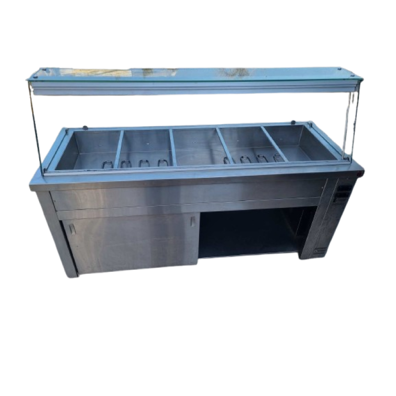 Μπαίν Μαρί Επιδαπέδιο 5 x GN 1/1 με Βιτρίνα και Θερμοθάλαμο 179,5x70x128,5 Inomak